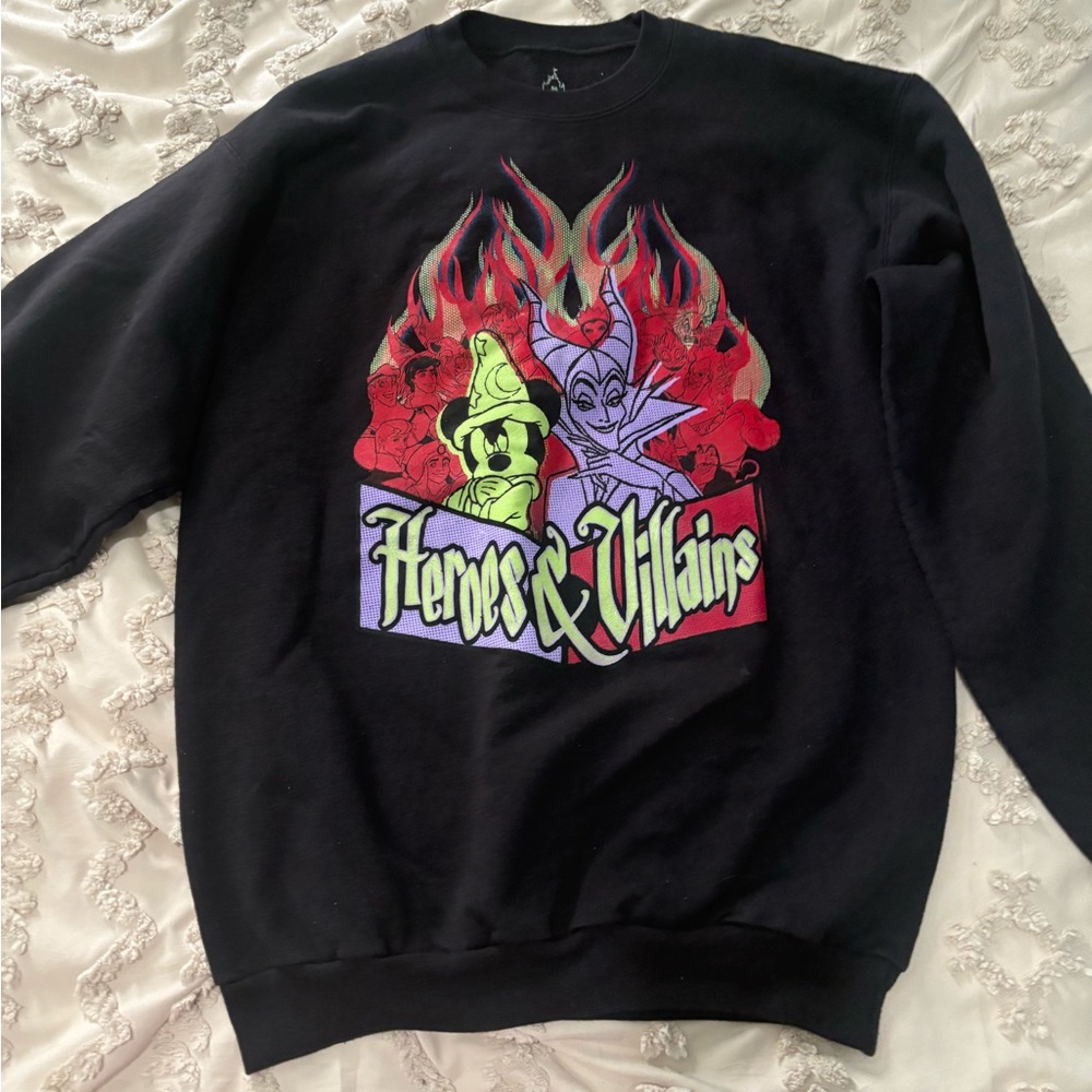 Hanes Black Crewneck Sweatshirt with Red, Purple & Neon Yellow Graphic